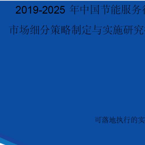 【完整版】2019-2025年中国节能服务行业市场细分策略制定与实施研究报告